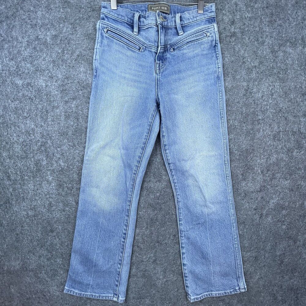 Point Sur J Crew Jeans Womens 26 Straight Bootcut Light Cropped Slash Pockets